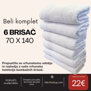 Beli komplet brisač – 6 brisač 70 x 140 cm, 300 g